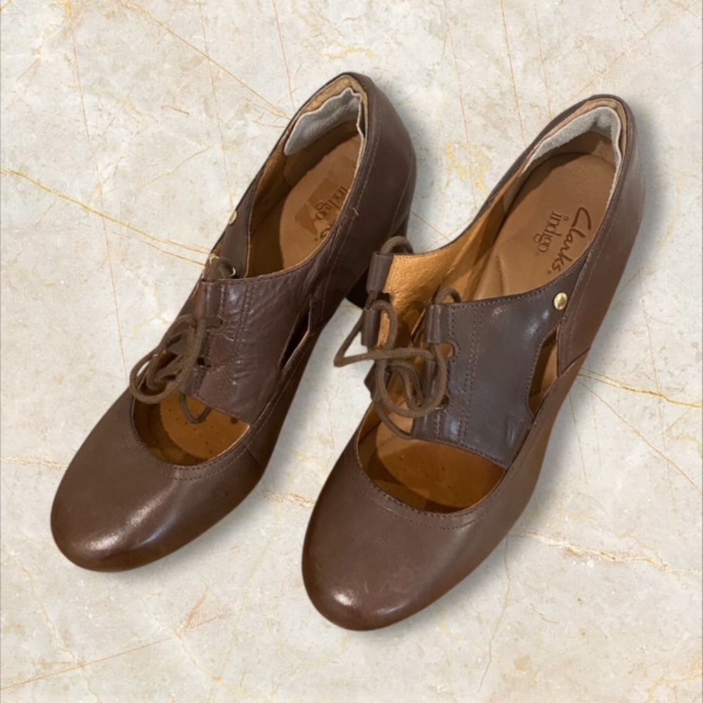 Indigo by Clark's Brown Loyal Heart Lace-up Heels, Comfy, Size 9.5 M - Picture 3 of 7